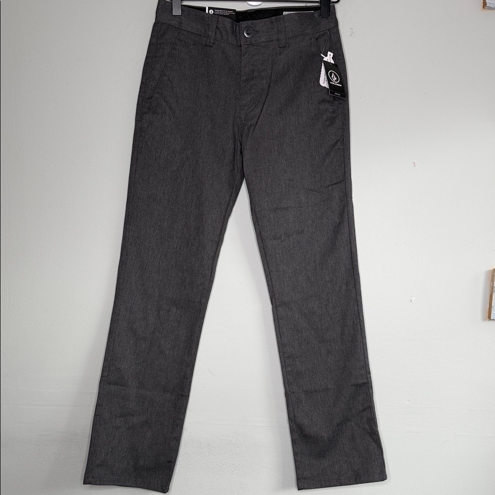 Volcom Youth Boys Frickin Modern Straight Chino Pants Charcol Size 25